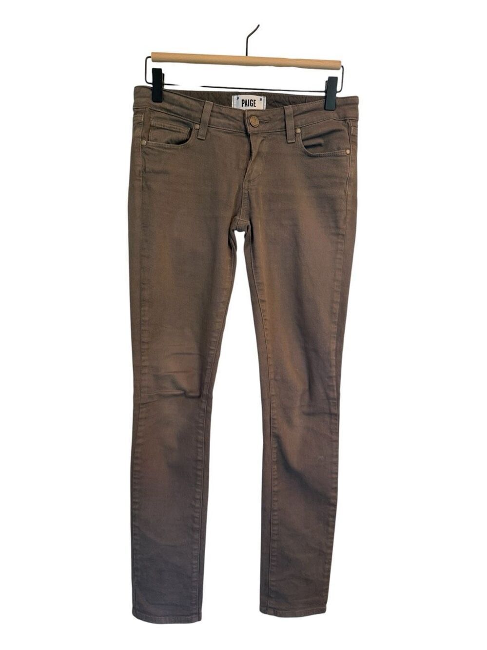 Paige Skyline Skinny Mid-Rise Jeans - Brown - 26/US2